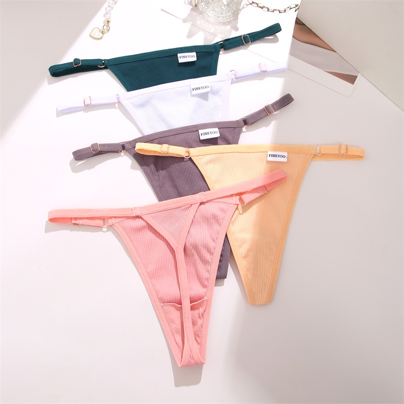 Quần lót cotton ROSYCORAL lọt khe lưng thấp màu trơn gợi cảm cho nữ