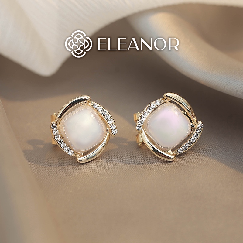 Bông tai nữ Eleanor Accessories hình vuông đính đá ngọc trai nhân tạo phụ kiện trang sức 5311