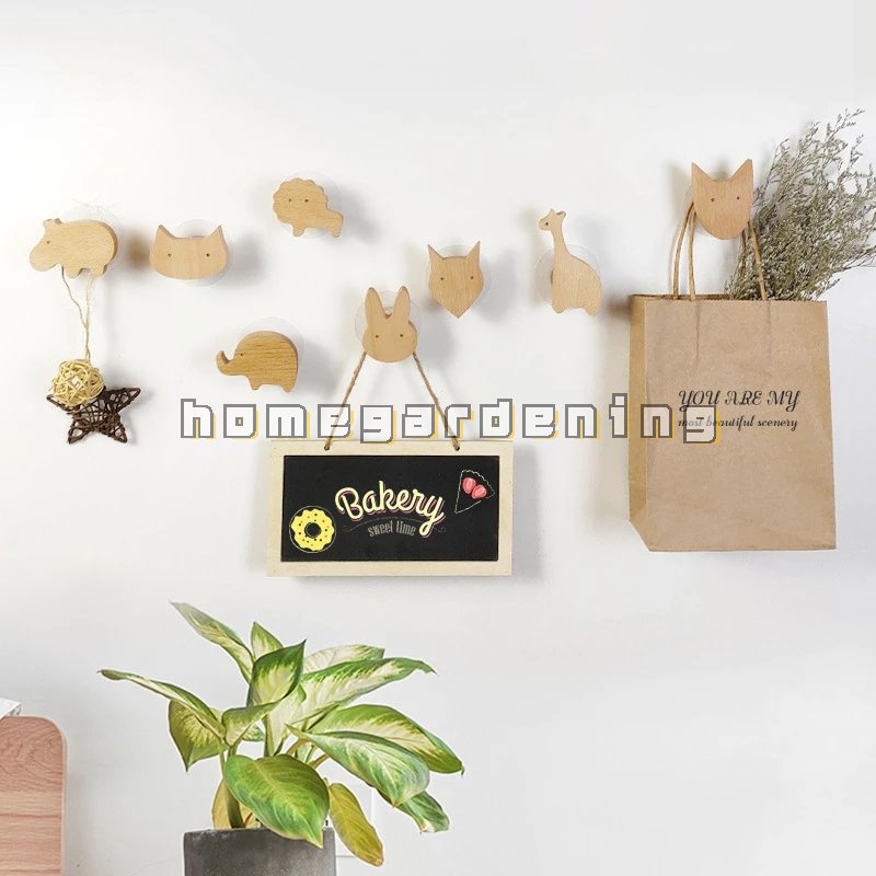 Móc Treo Đồ Gắn Tường Bằng Gỗ Hình Động Vật Dễ Thương