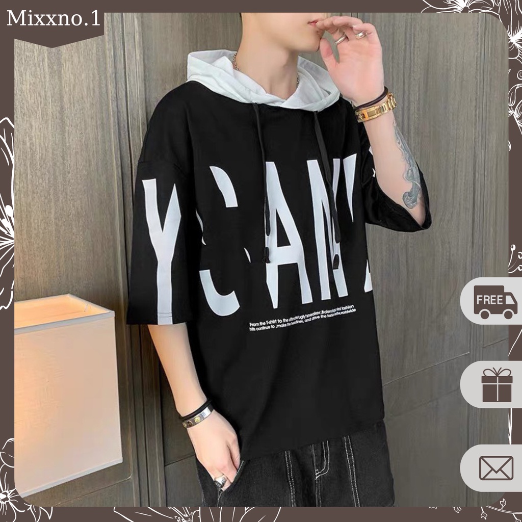 Áo Hoodie Nam Thun Mùa Hè Tay Lỡ In Chữ Form Rộng Phong Cách Hàn Quốc Thời Trang Mixxno1 TOP NAM 259