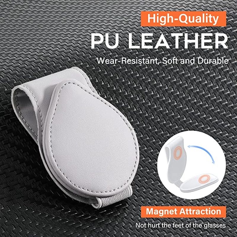 Giá Da PU Kẹp Kính Mát / Bút Đa Năng Tháo Rời Được Gắn Tấm Che Nắng Xe Hơi