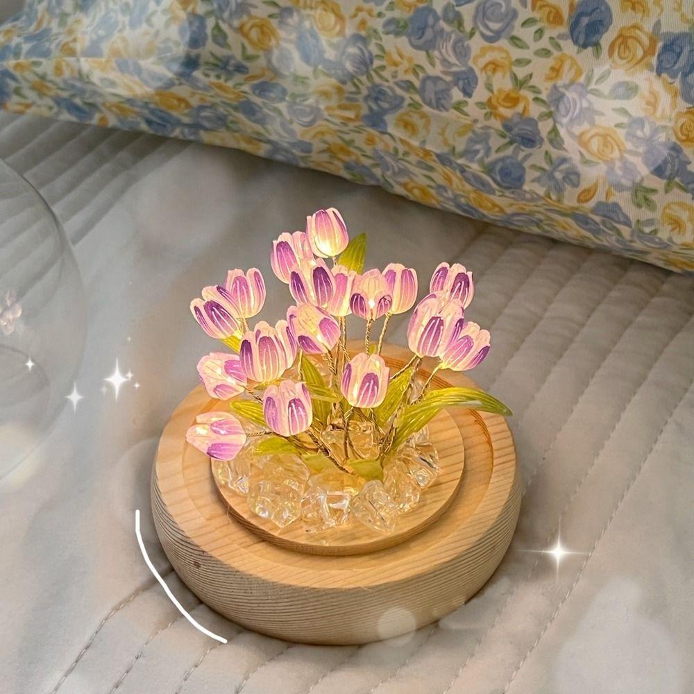 Đèn Ngủ Hình Hoa Tulip 3D Thủ Công Tinh Tế Trang Trí Giường Ngủ