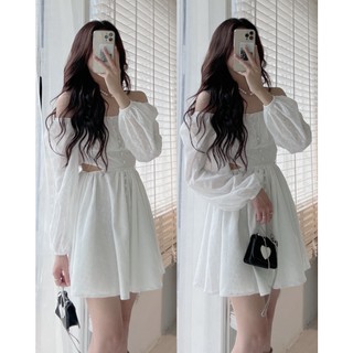 V015 Váy thô hoa phối bèo khoét eo AUDREY