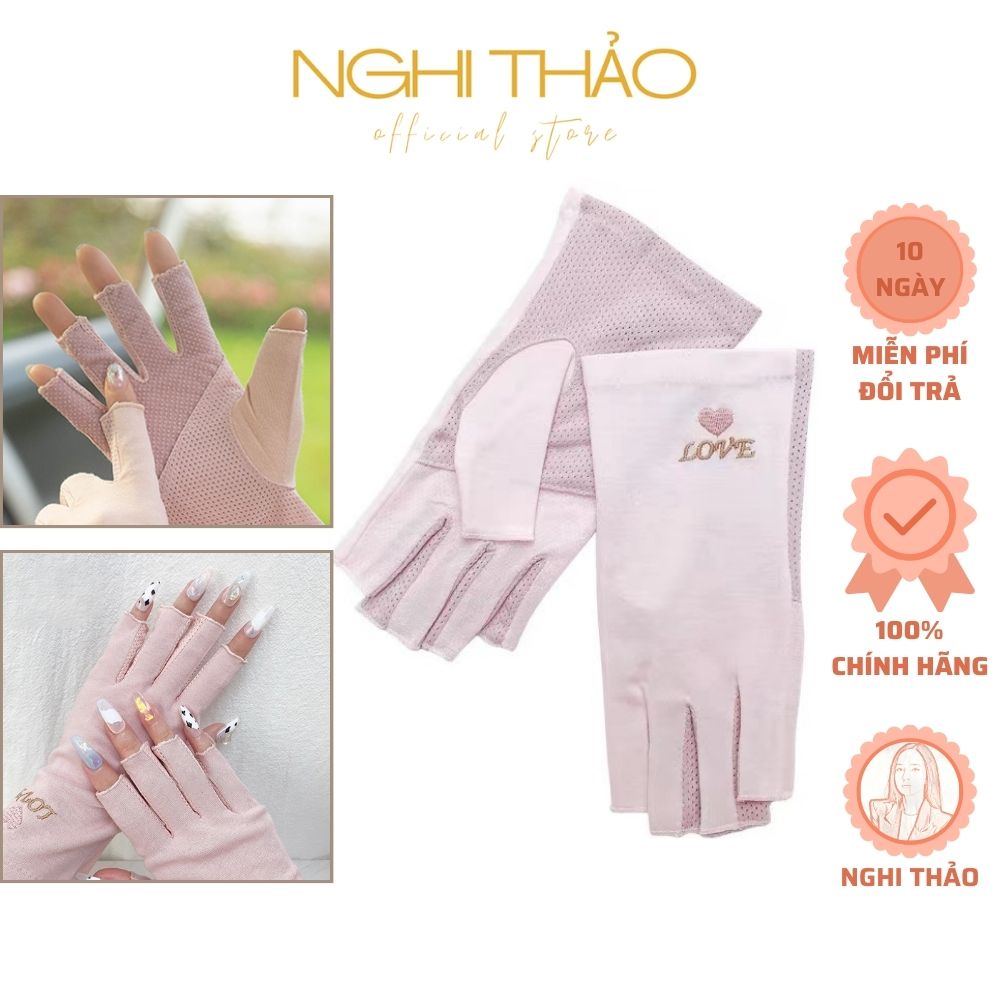 Găng tay làm nail chống tia UV bảo vệ da tay NGHI THẢO