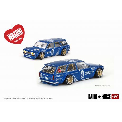 Mô Hình 1:64 MINI GT - KAIDO★HOUSE Datsun KAIDO 510 Wagon Blue