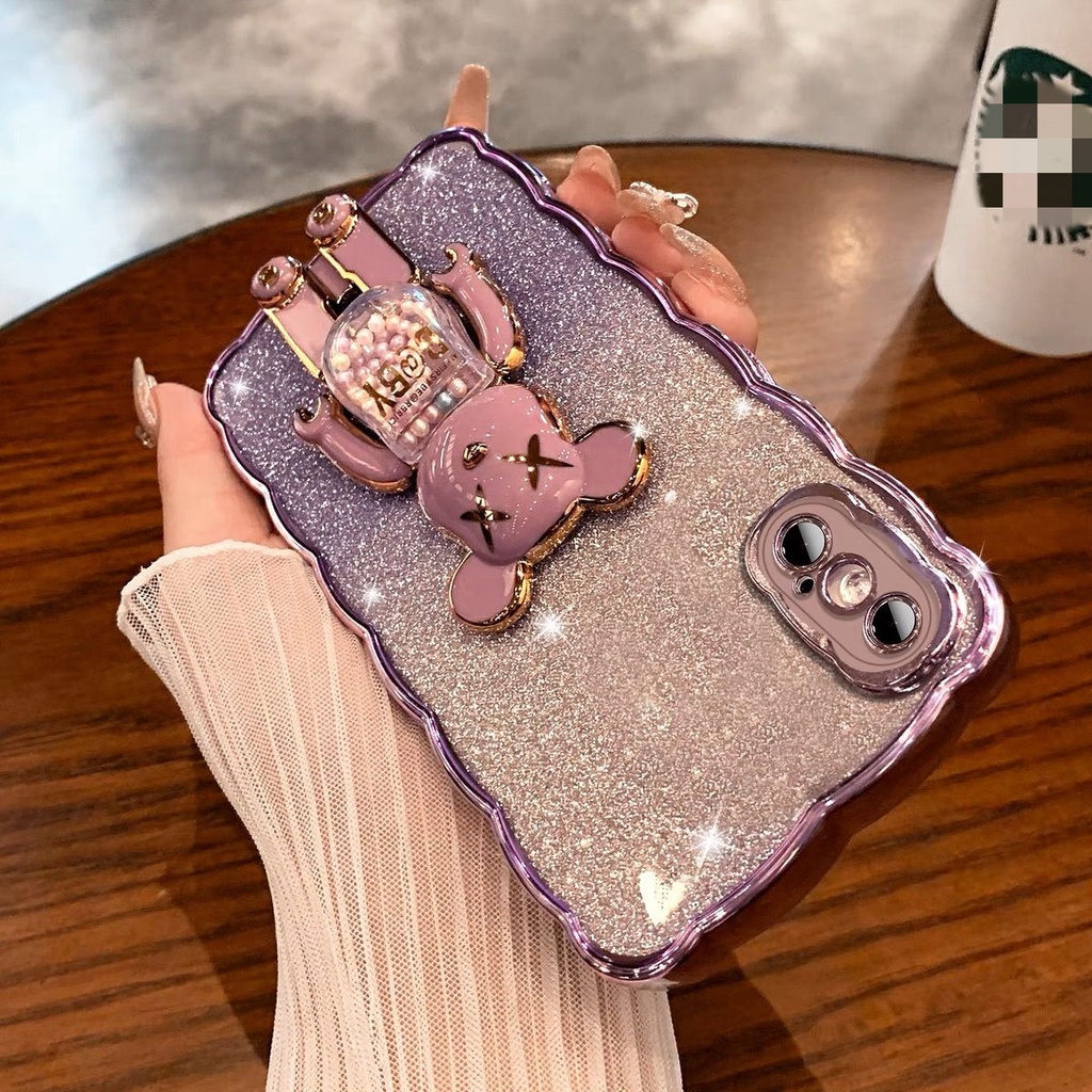 Ốp Điện Thoại Cho iPhone X Xs max Xr 7P 8 Plus i13 13 14 11 12 pro max Hình Gấu 3D Sang Trọng Bảo Vệ Camera