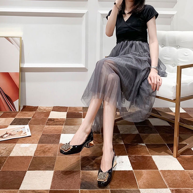 Giày Cao Gót 3-5cm Đế Mềm Êm Chân Thời Trang Phong Cách Hàn Quốc Cho Nữ