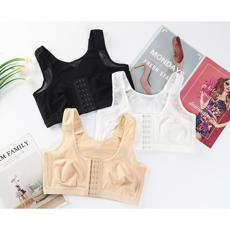 Áo Ngực Thể Thao Mỏng Không Gọng Thép Định Hình Lưng Cài Khóa Trước Thoáng Khí Cho Nữ
