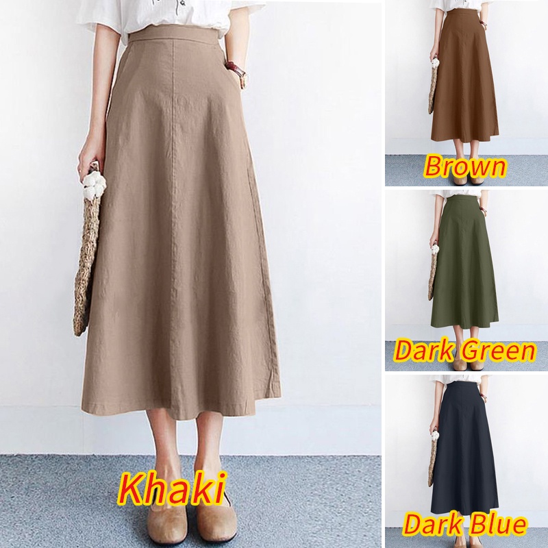 Chân váy ZANZEA màu trơn thanh lịch thời trang Hàn Quốc cho nữ