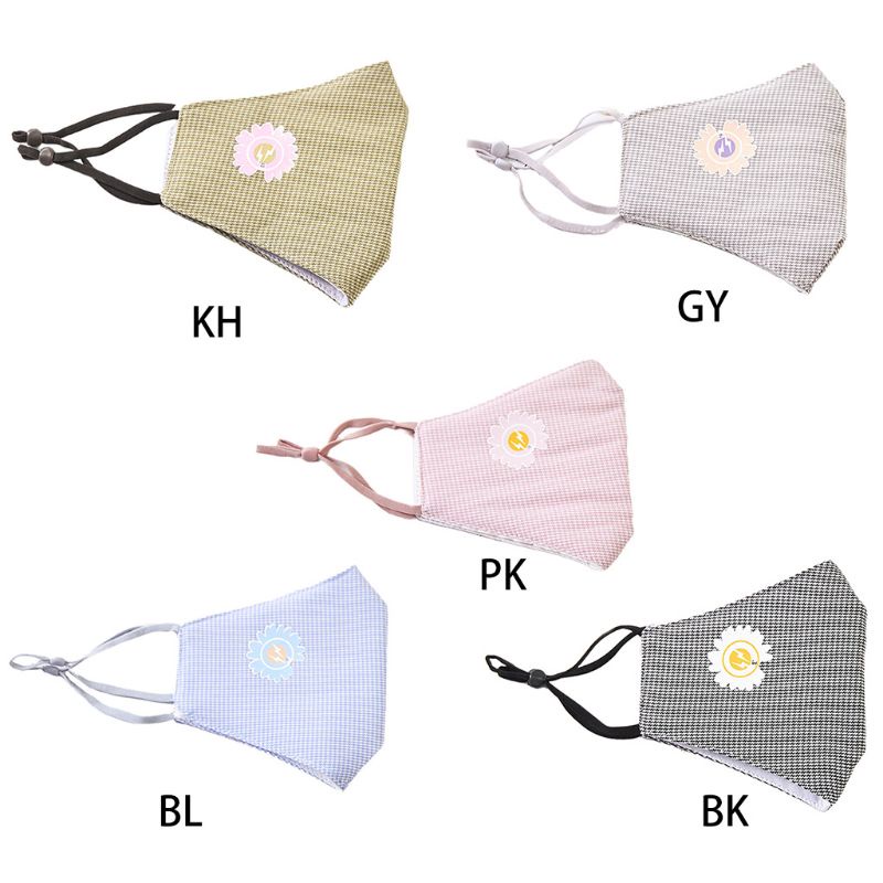 Khẩu Trang Cotton 3 Lớp Chống Bụi Họa Tiết Hoa Cúc Cho Nam Nữ Ốp