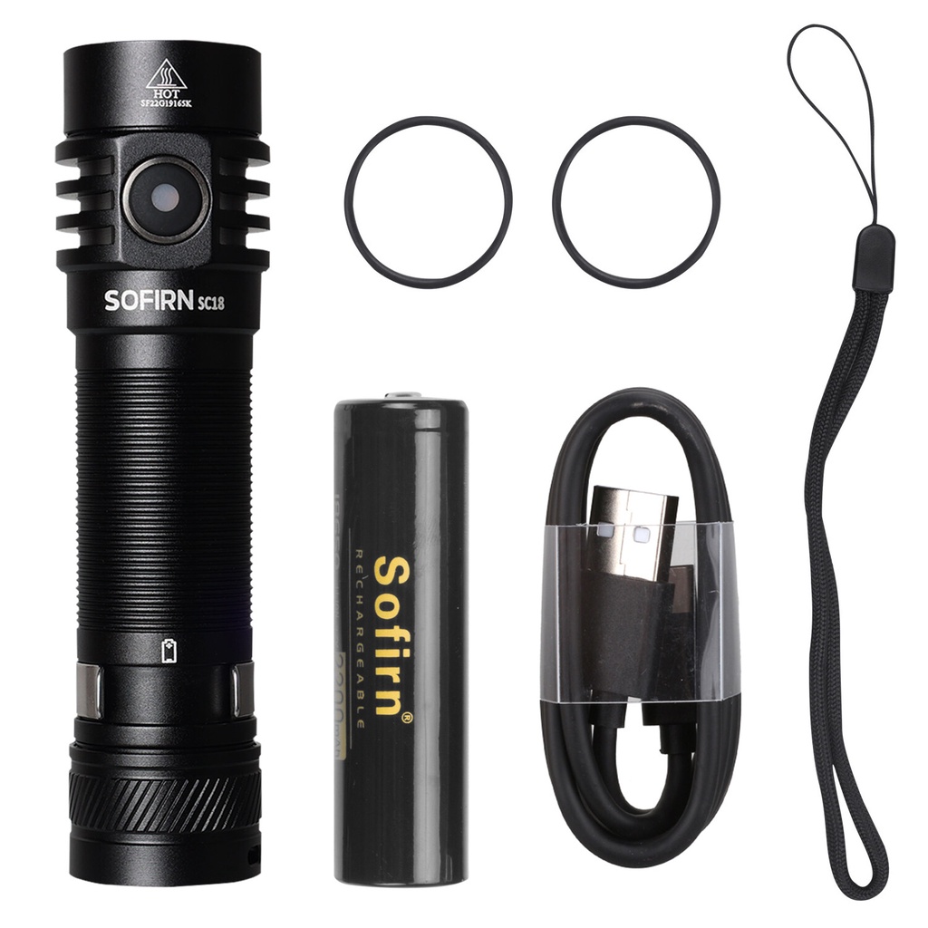 Đèn Pin EDC SC18 Có Sẵn Pin Có Thể Sạc Lại, Quang Học TIR Tối Đa 1800 Lumens Với Công Tắc Bên Hông Cổng Sạc C Mới Nhất