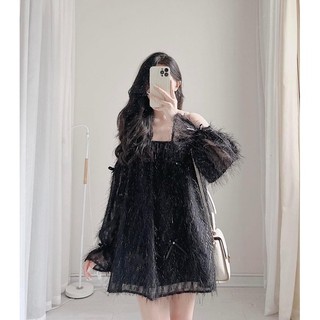 Váy trễ vai tua rua tiểu thư, váy đi chơi đi chụp kỷ yếu baziz closet