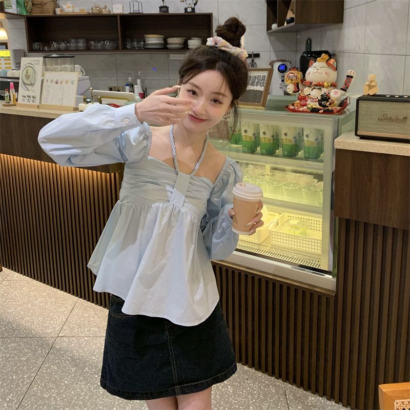 Áo Cổ Vuông Tay Phồng Xếp Ly Thanh Lịch Thời Trang Hàn Quốc 2023 Cho Nữ