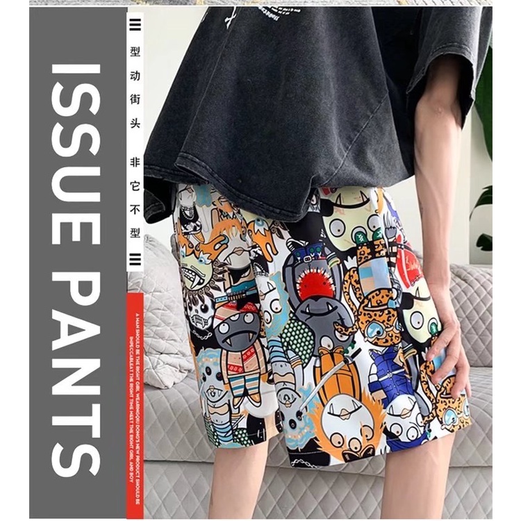 Quần ngắn họa tiết hoạt hình thời trang đi biển dành cho nam