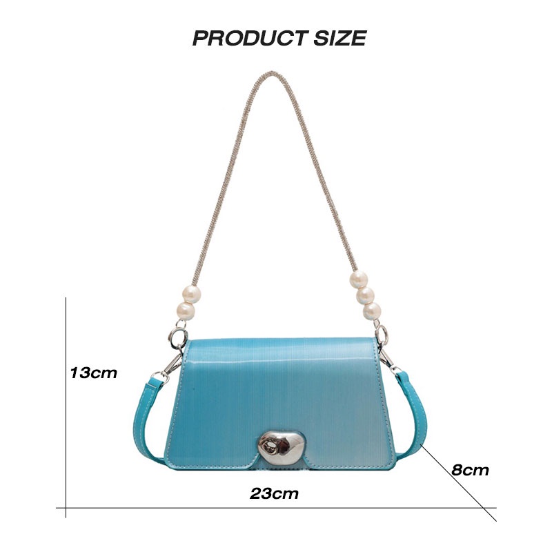 Mischa Túi Xách Da PU Màu Trơn Đính Ngọc Trai Thời Trang Cao Cấp Cho Nữ