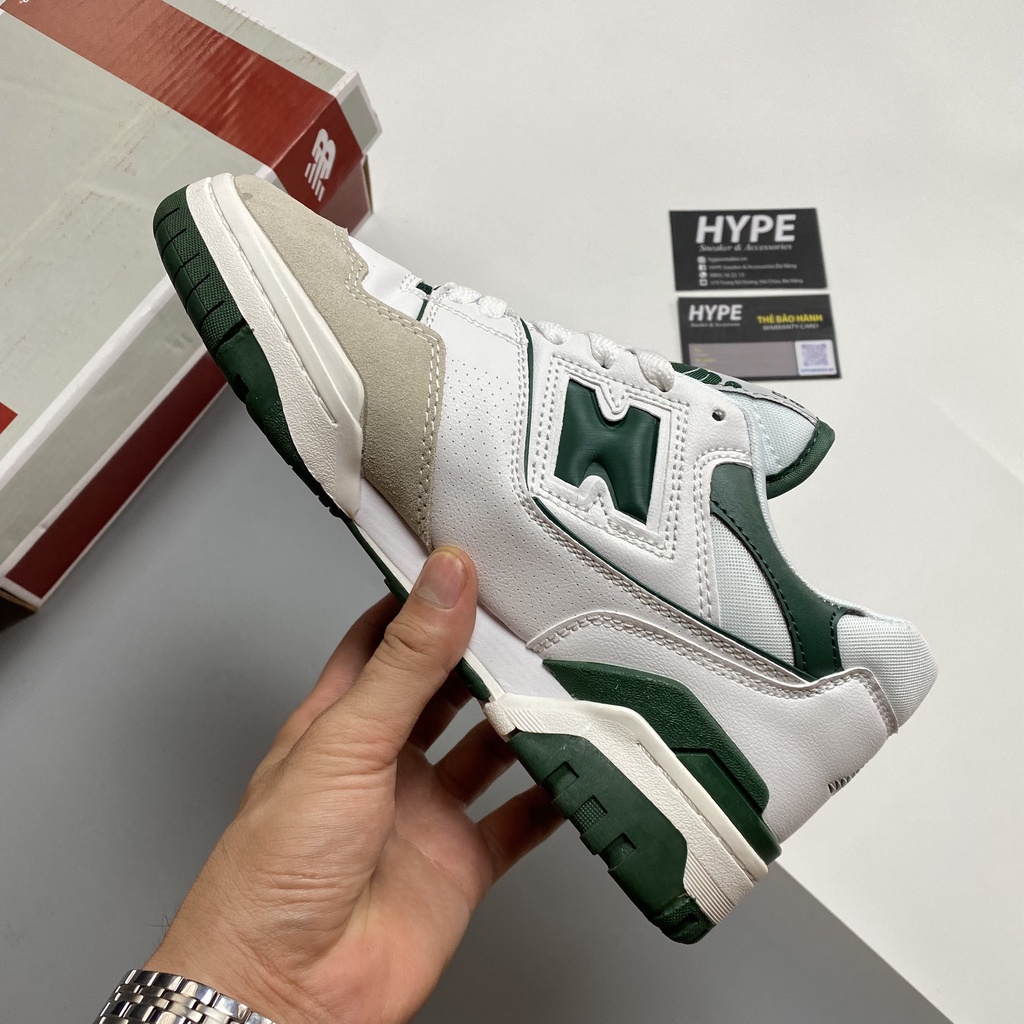 Giày NB550 White Green  - Hype Sneaker | Phiên bản high quality.