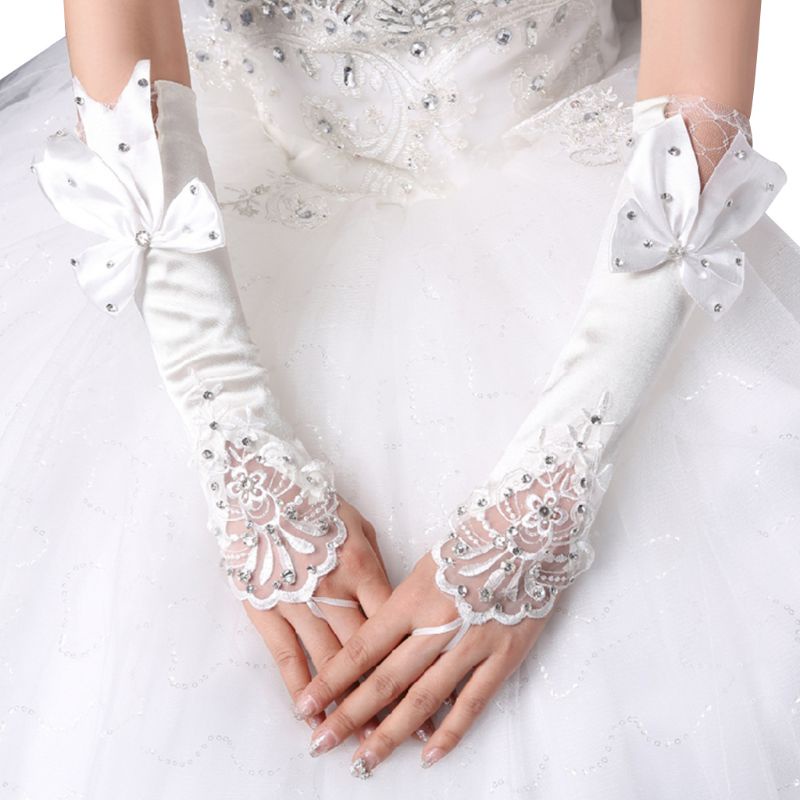 Găng Tay Ren Hoa Hở Ngón Xinh Xắn Cho Cô Dâu