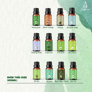[HSD 01/08/2024] Tinh dầu thơm phòng Julyhouse 10ml (kết hợp tinh dầu sả chanh, Bạc hà, Sả Java, Cam ngọt)