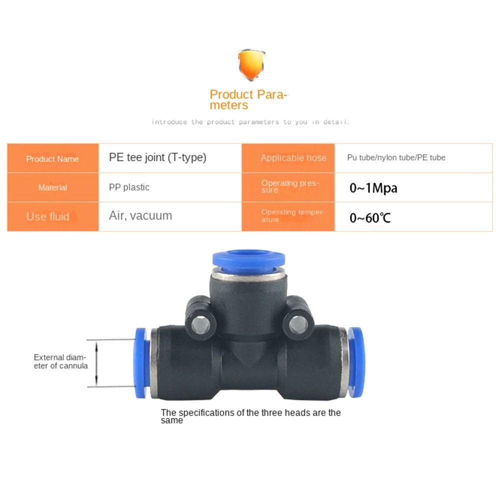 WATTLE Khớp Nối Chữ T Nén Khí 4mm 5mm 6mm 8mm 10mm 12mm