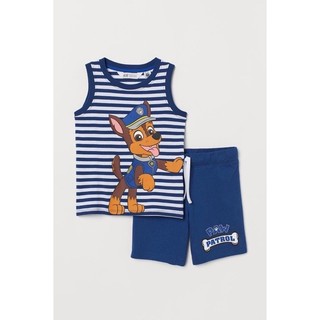 Bộ sát nách bé trai Paw Patrol chó đội trưởng kẻ xanh 10-30kg