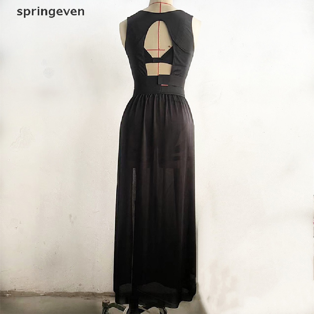 Bộ 3 Món Áo Croptop Sát Nách + Quần Lót Lưới Xẻ Tà Màu Đen Phong Cách Gothic Cổ Điển Thời Trang Mùa Hè Quyến Rũ Cho Nữ