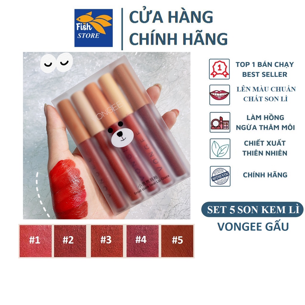 Set 5 Cây Son VonGee Gấu Nội Địa Trung