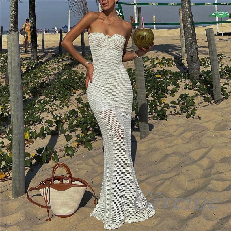 Đầm Dài Không Tay Hở Vai Thời Trang Mùa Hè Cho Nữ