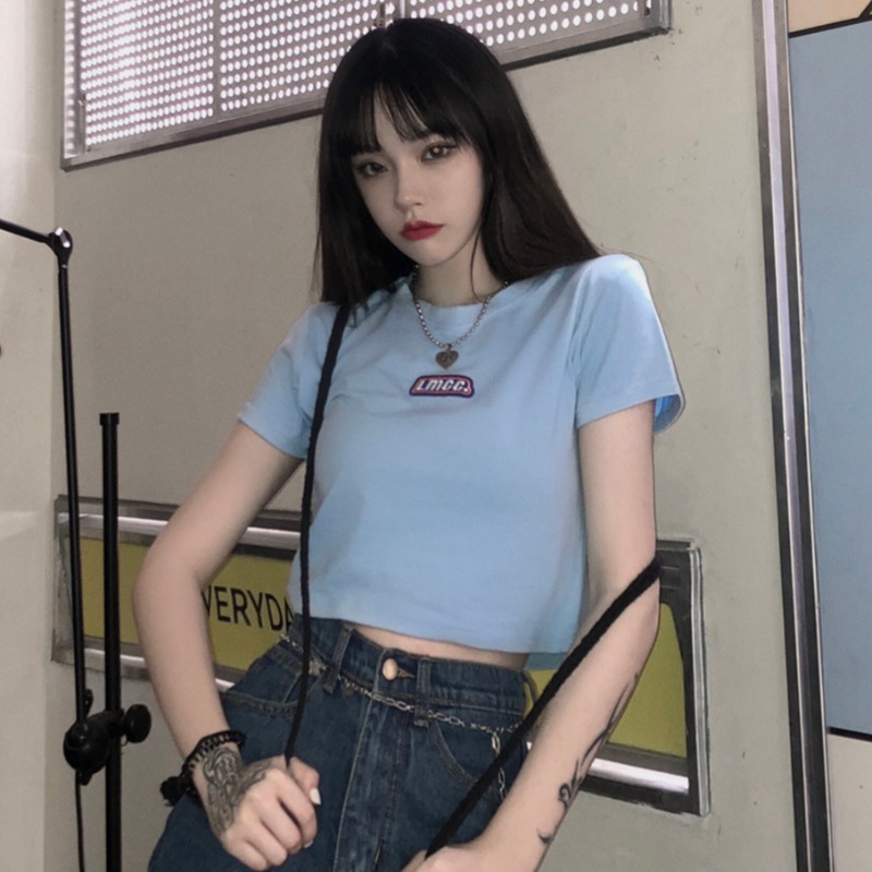 NRVP Áo Thun Tay Ngắn Dáng Ôm In Họa Tiết Thời Trang Đường Phố Hàn Quốc 2023