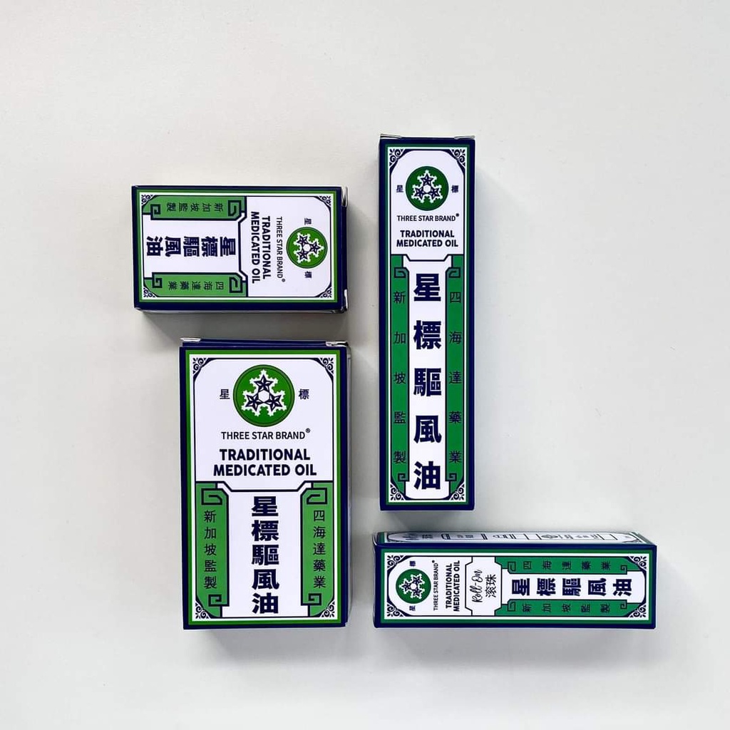 Dầu gió bi lăn hiệu Three Star 5ml Date 2026 / Hàng nội địa Singapore