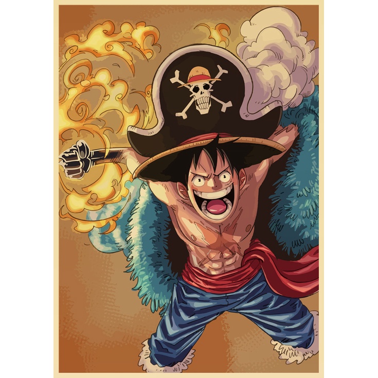 Onepiece nhật bản hot anime retro kraft áp phích giấy áp phích trang trí phòng áp phích trang trí tường áp phích