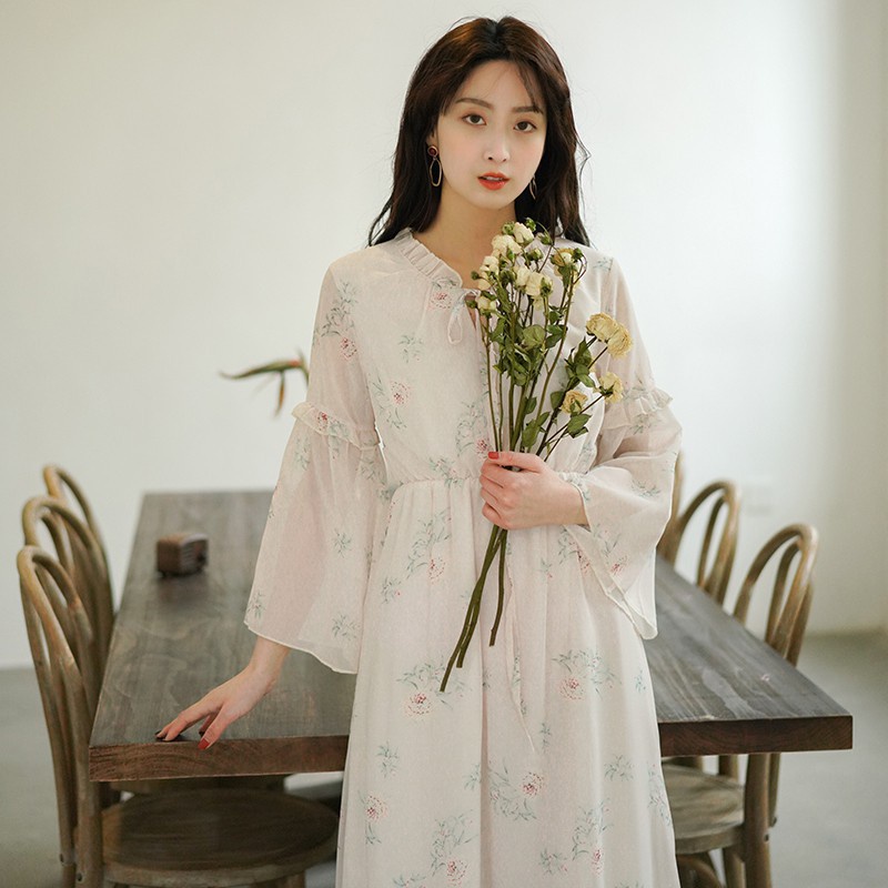 ORDER_ảnh thật cuối_đầm hoa midi dáng xòe nàng thơ