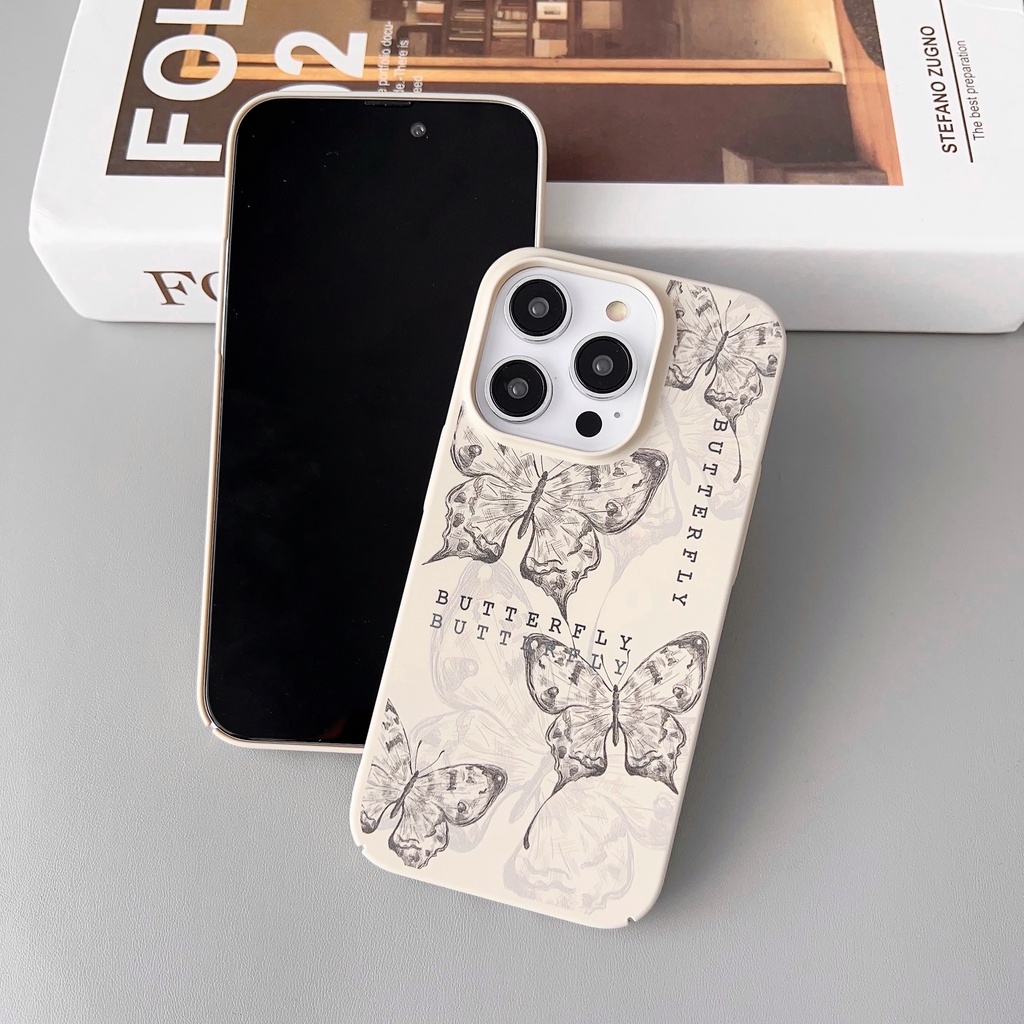 Ốp Điện Thoại PC Cứng Viền Tpu Họa Tiết Bươm Bướm Thời Trang Chống Rơi / Sốc Cho iPhone 14 13 12 11 Pro Max