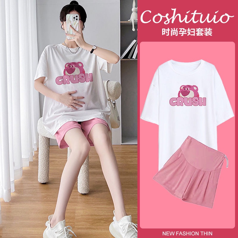 YHTN set đồ bầu dễ thương bộ bầu mùa hè Thời trang bigsize xinh set bầu