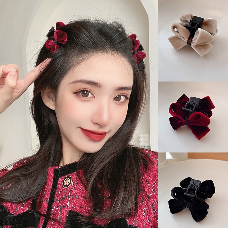 Kẹp Tóc Nhỏ Hình Nơ Bằng Nhung Thời Trang