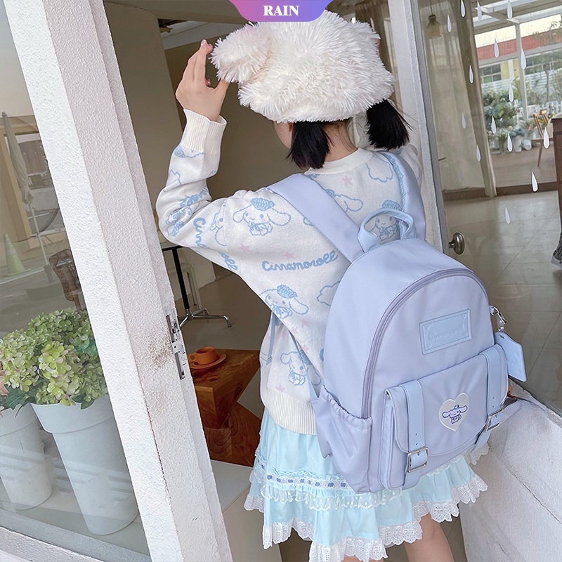 SANRIO Ba Lô Canvas Đa Năng Sức Chứa Lớn Mẫu Mới 2023 Phong Cách Anime Kuromi My Melody Cinnamoroll Dễ Thương Có Khóa Kéo Cho Nữ