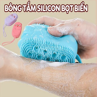 COMBO 2 Bông tắm bọt biển silicon tạo bọt kỳ ghét cọ chà lưng tẩy tế bào da chết miếng mút 2 mặt lông siêu mềm .