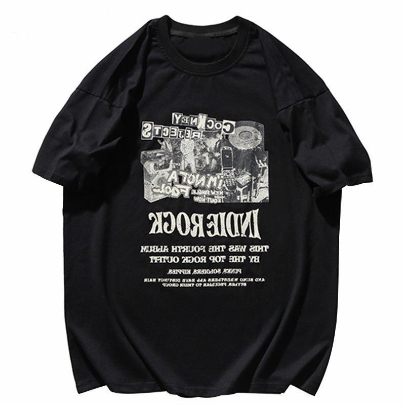 Áo Thun 100% Cotton Tay Ngắn Dáng Rộng Phong Cách Retro