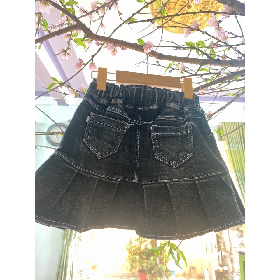 Chân váy jean bé gái mẫu micky cực sang chảnh, chân váy bò cho bé gái 10-21kg