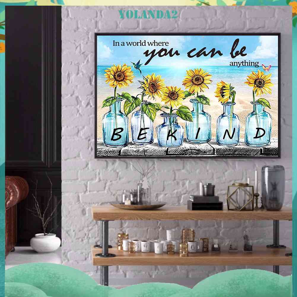 Tranh Đính Đá Kim Cương Toàn Bộ 5D DIY Hình Bình Hoa Hướng Dương