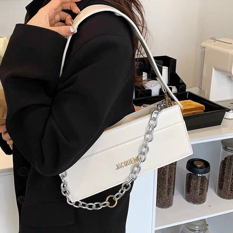 Túi #jacquemus xích to kẹp nách vuông hộp 25cm