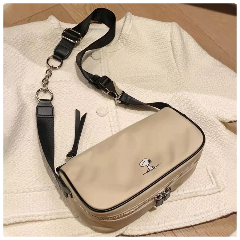 MISCHA Túi Đeo Chéo Vai Bằng nylon Màu Trơn In Hình Snoopy Thời Trang