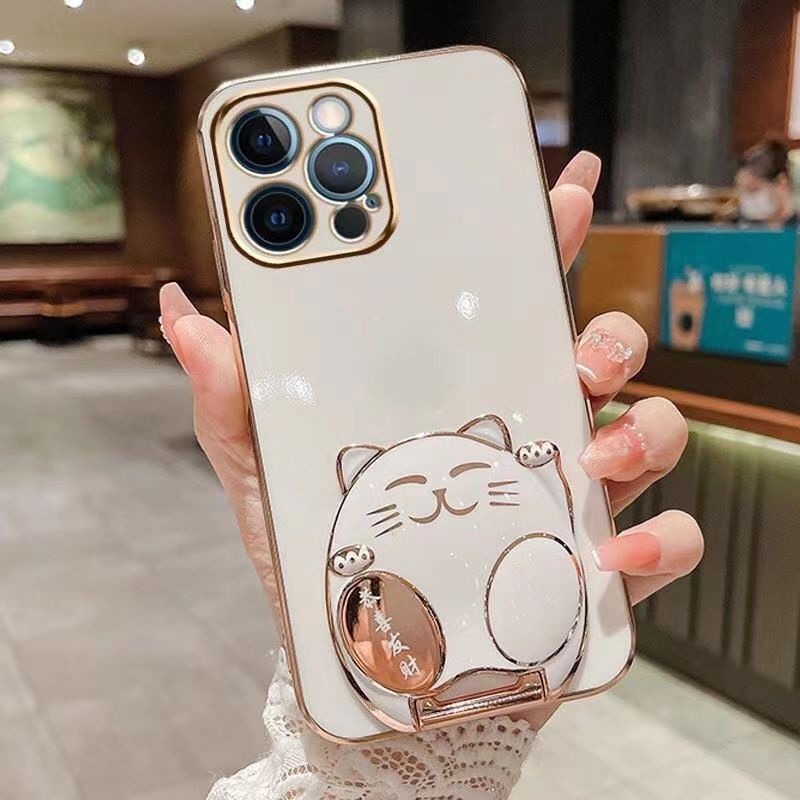 ốp lưng iPhone 7 8 7Plus 8Plus 6 6S 6Plus 6s plus ốp mèo thần tài Ốp Điện Thoại Hình Mèo May Mắn 3D Kèm Giá Đỡ Cho iphone 6 6s 6plus 6s plus 7 8 7 plus 8 plus XR Xs Max 11 pro Max 11pro 11