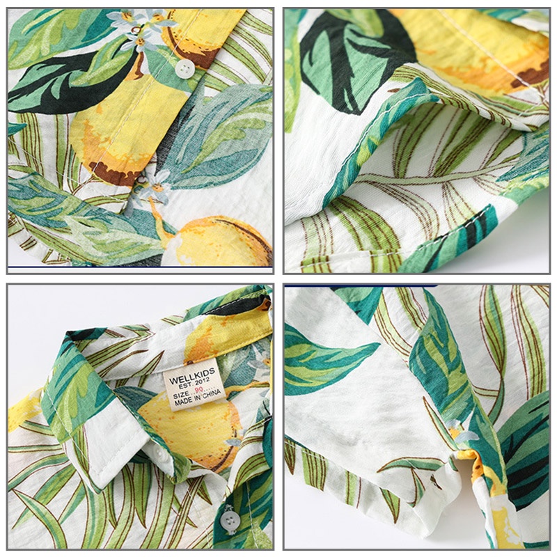 Áo Sơ Mi Ngắn Tay In Hoa Thời Trang Mùa Hè Cho Bé Trai