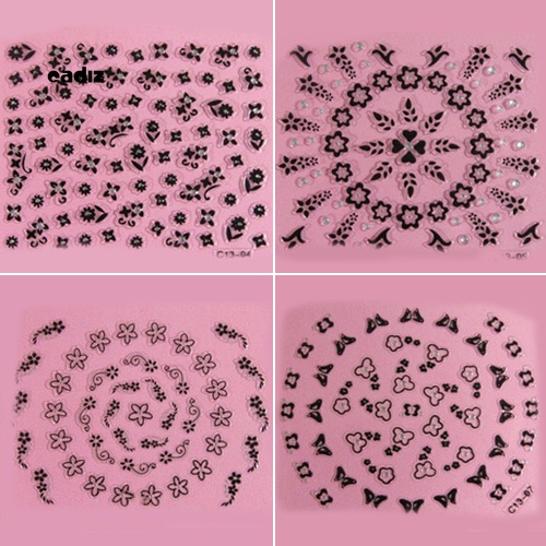 Set 50 Tấm Hình Dán Họa Tiết Hoa Và Bướm 3D Trang Trí Móng Nghệ Thuật DIY