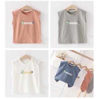 Áo ba lỗ in hình trái bóng chất đũi thoáng mát cho bé từ 6-24kg minkysun