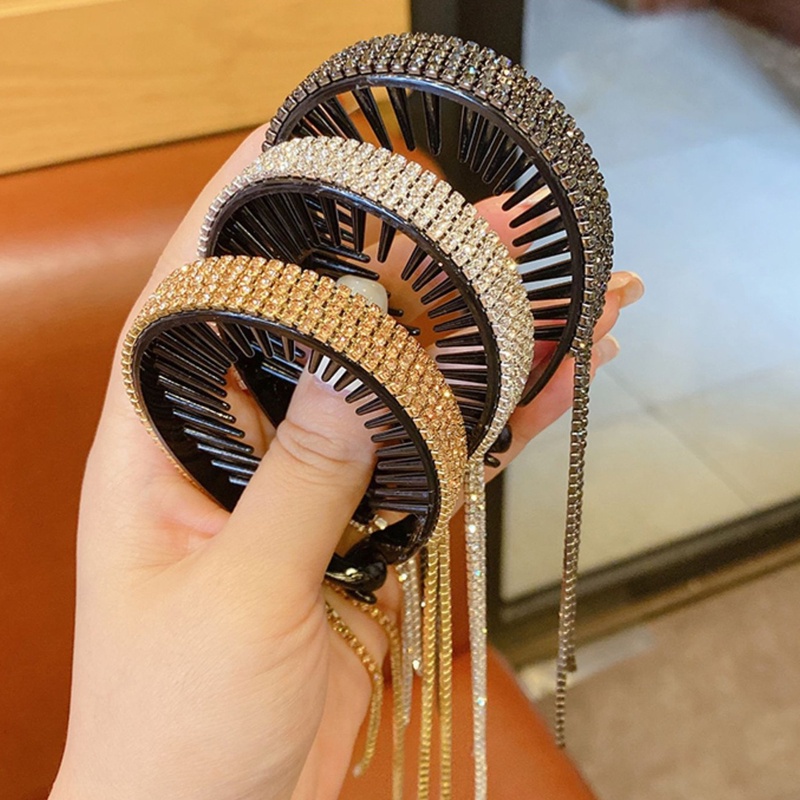 Kẹp Tóc Tua Rua Đính Kim Cương Tinh Tế Thanh Lịch Cho Nữ / Bé Gái