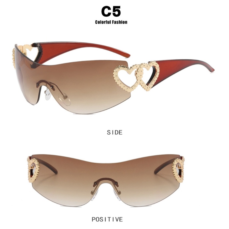 Kính Mát Không Gọng Hình Trái Tim ONERI y2k