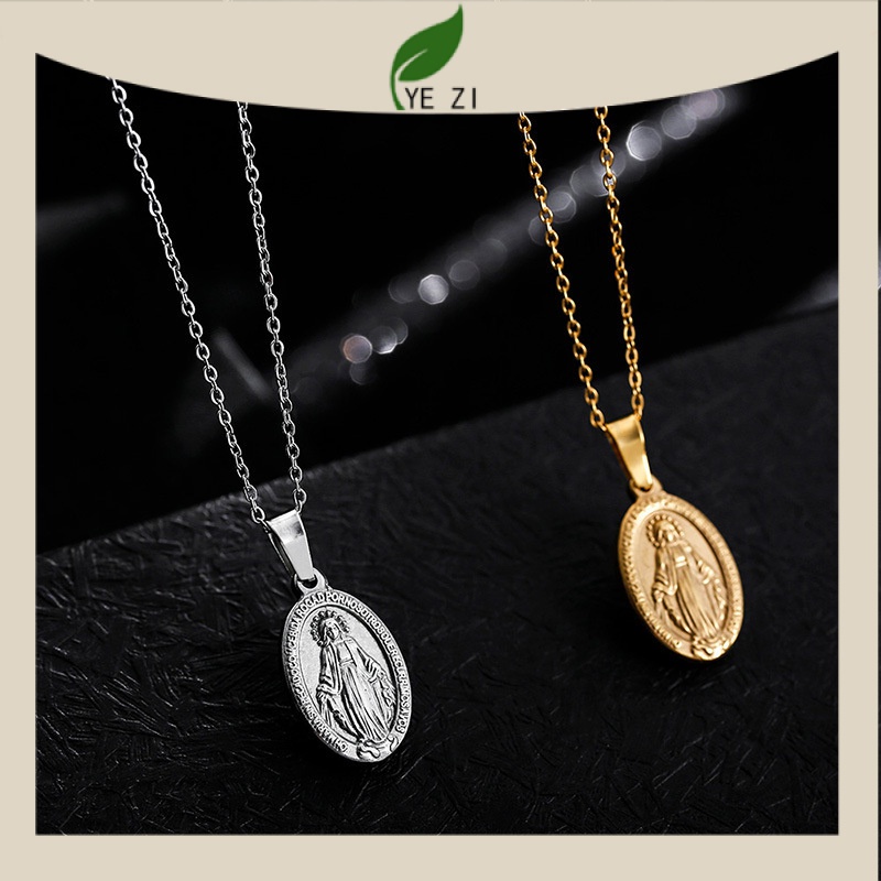 Dây Chuyền Thép Titan Mặt Thánh Giá Đức Mẹ Mary