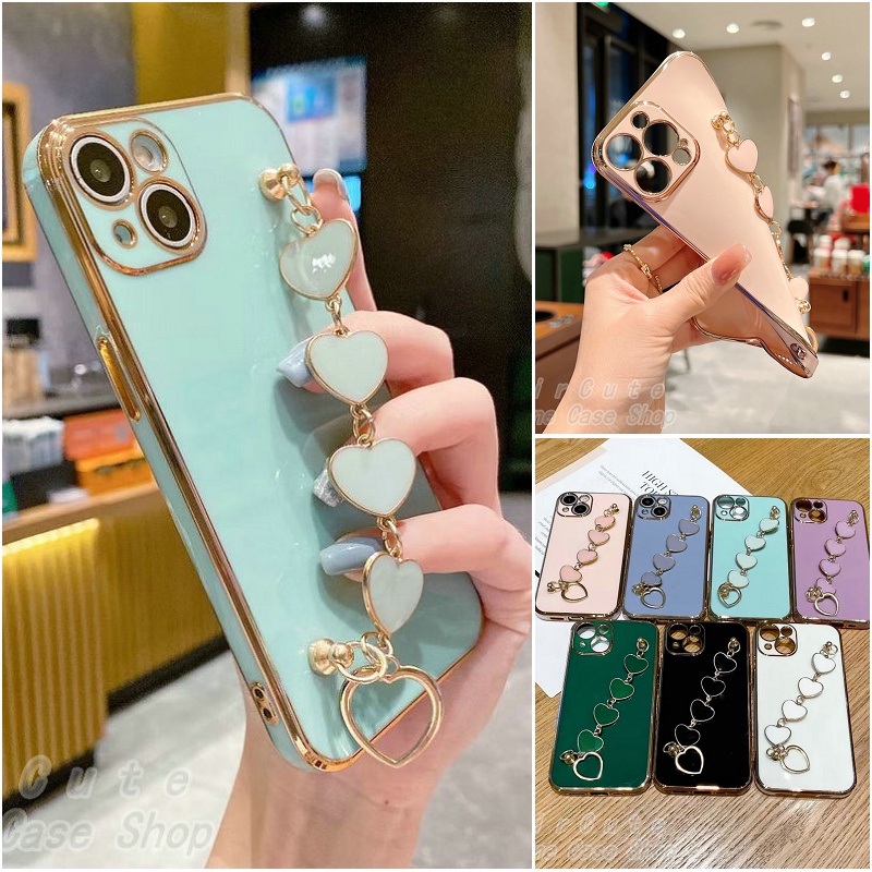 Ốp lưng OPPO F11 Pro F9 F7 F5 F1s Youth A96 A95 A76 A74 4G 2020 2021 2022 OPPOF11 OPPOF9 OPPOF7 OPPOF5 OPPOF1s OPPOA96 OPPOA95 OPPOA76 OPPOA74 Electroplating Protect Camera Love Bracelet Soft Case