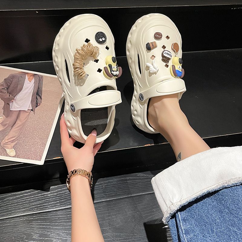 Xăng đan Đế Dày 5Cm Thoáng Khí Họa Tiết Hoạt Hình Phong Cách Hàn Quốc